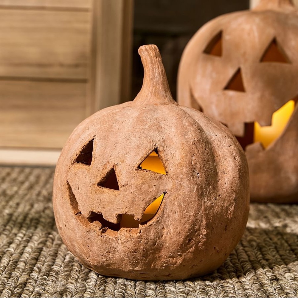 Pottery Barn Handmade Terracotta Size Small Jack O' Lantern Luminary 🎃